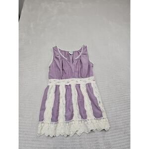 Little Blue Bird Shirt Womens XS Purple Lace Trim Boho
